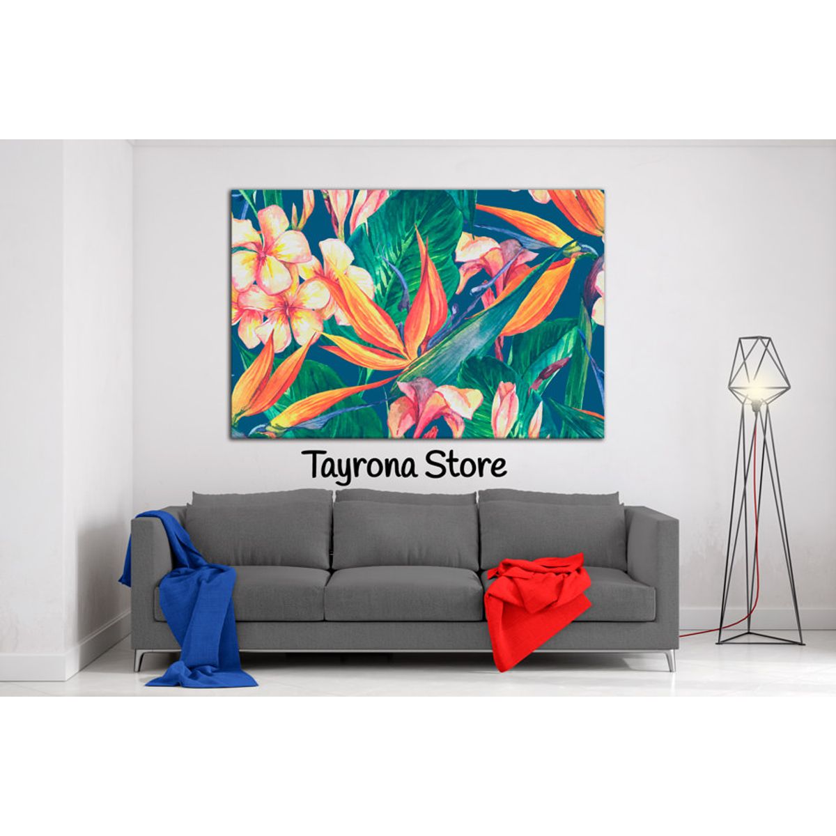 TAYRONA STORE - Cuadro En Lienzo Para Habitaciones Flores 190 70x50cm