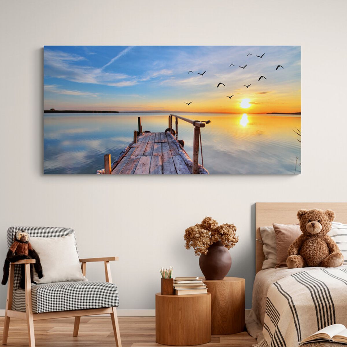 TAYRONA STORE - Cuadro En Lienzo Para Habitaciones Muelle Atardecerr 003 120x60cm