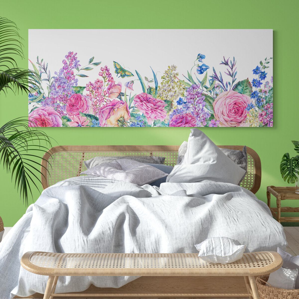 TAYRONA STORE - Cuadro En Lienzo Para Habitaciones Pintura Flores 315 125x50cm.