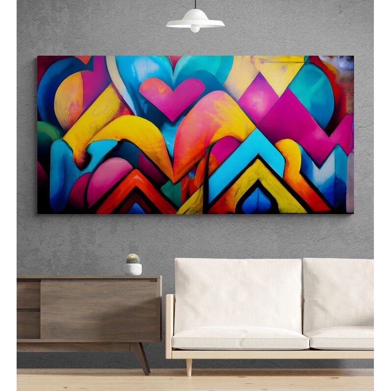 TAYRONA STORE - Cuadro En Lienzo Para Habitaciones Abstracto Colores 269 100x50cm