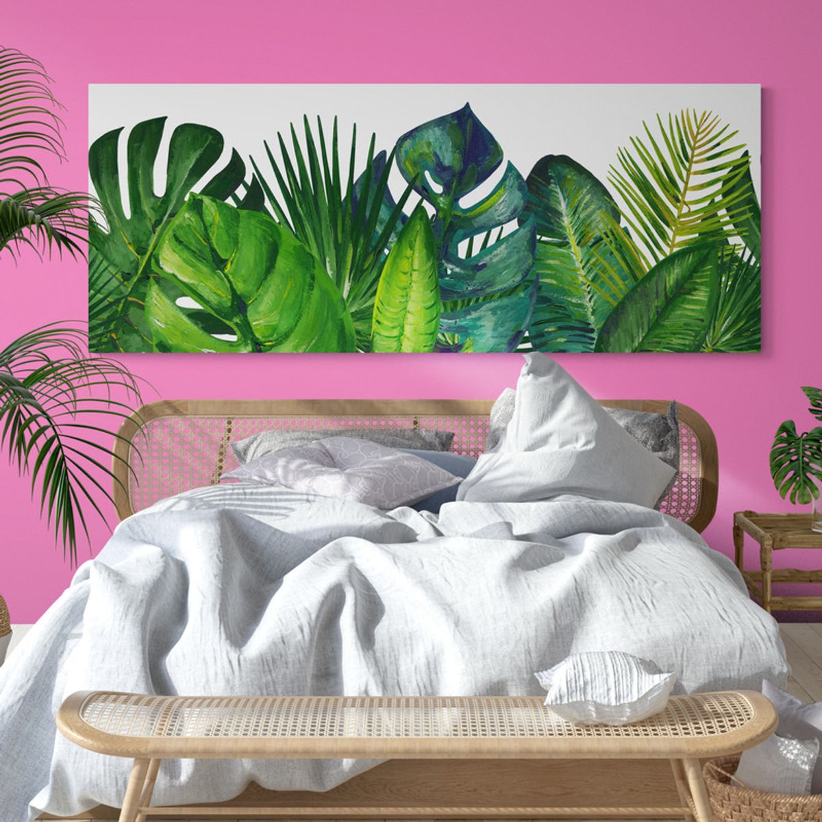 TAYRONA STORE - Cuadro En Lienzo Para Habitaciones Hojas Verdes 032 150x60cm