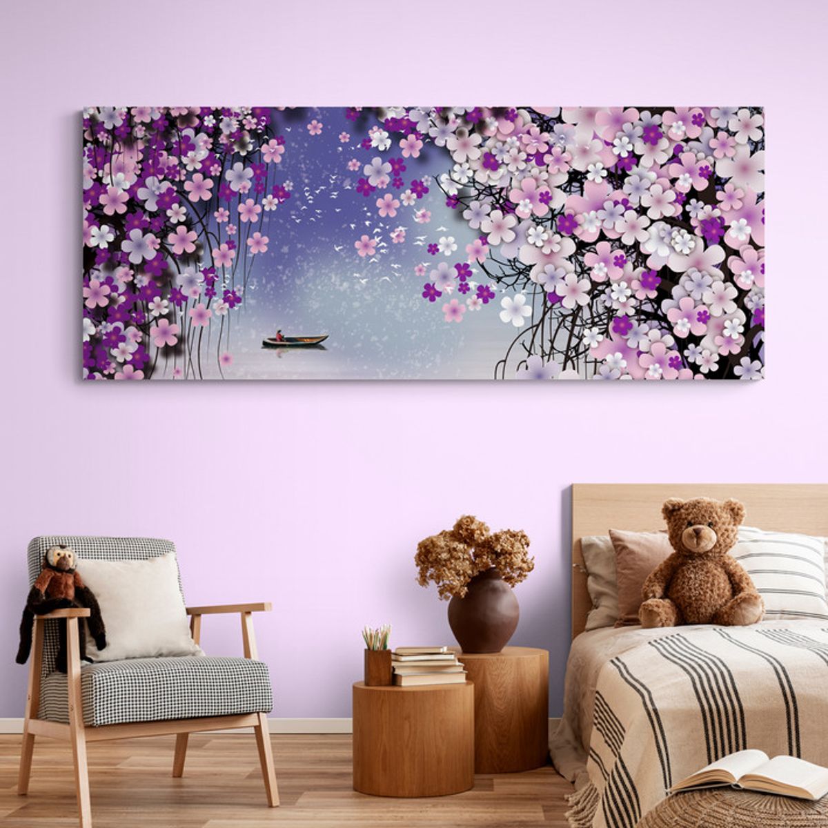 TAYRONA STORE - Cuadro En Lienzo Para Habitaciones Pintura Flores 331 175x70cm