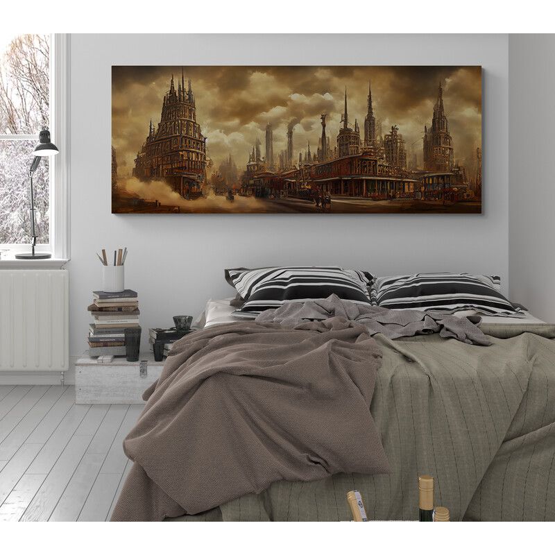 TAYRONA STORE - Cuadro En Lienzo Para Habitaciones Pintura Ciudad 189 100x40cm