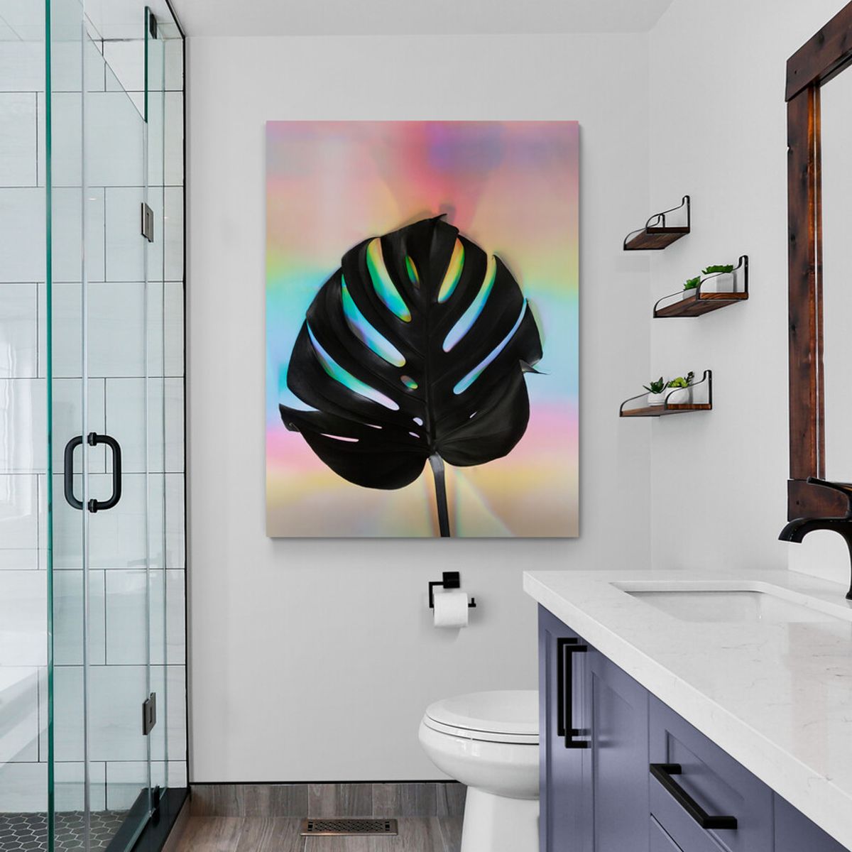 TAYRONA STORE - Cuadro Lienzo Para Habitaciones Hojas Negras 005 100x135cm