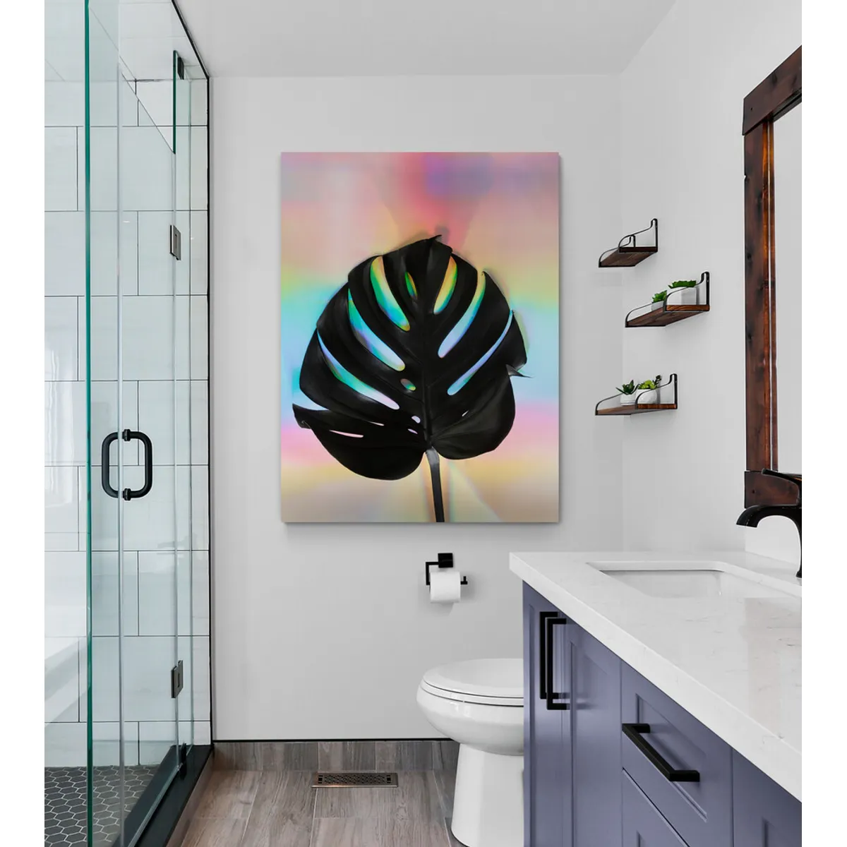 TAYRONA STORE - Cuadro Lienzo Para Habitaciones Hojas Negras 005 100x135cm