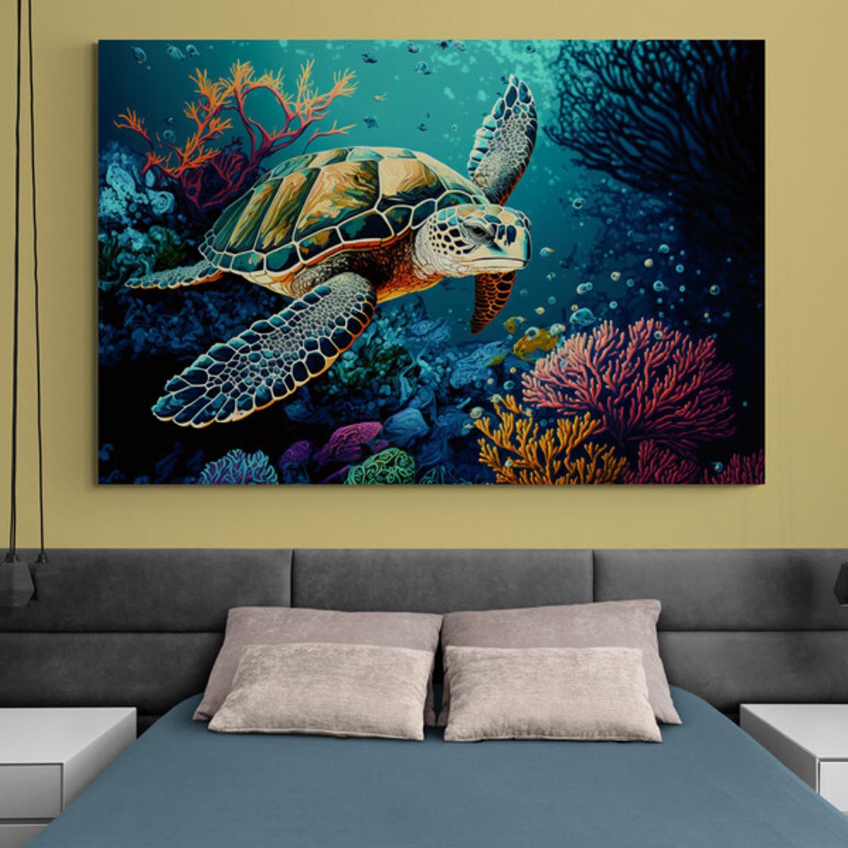 TAYRONA STORE - Cuadro En Lienzo Para Habitaciones Tortugas 045 50x35cm