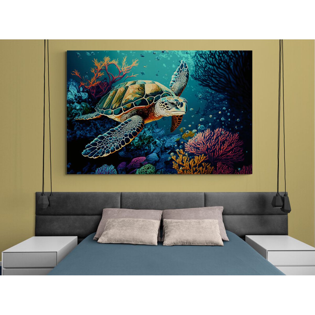 TAYRONA STORE - Cuadro En Lienzo Para Habitaciones Tortugas 045 50x35cm