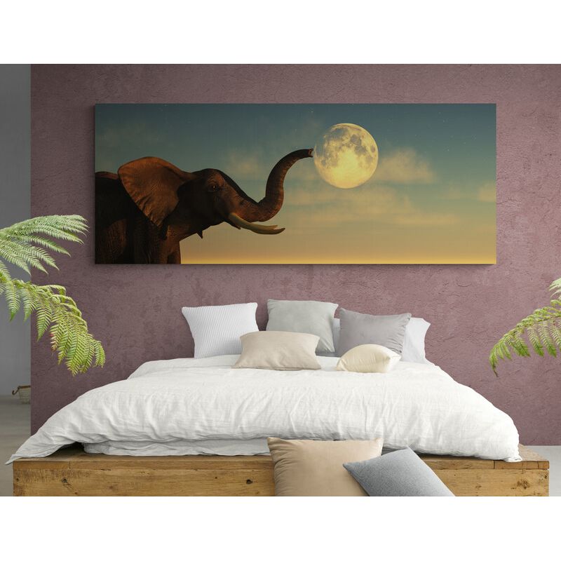 TAYRONA STORE - Cuadro En Lienzo Para Habitaciones Elefante Luna 159 175x70cm