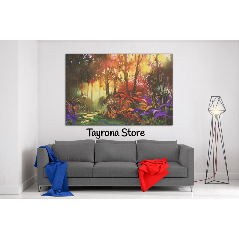 TAYRONA STORE - Cuadro Lienzo Para Habitaciones Bosque Fantasía 02 50x35cm