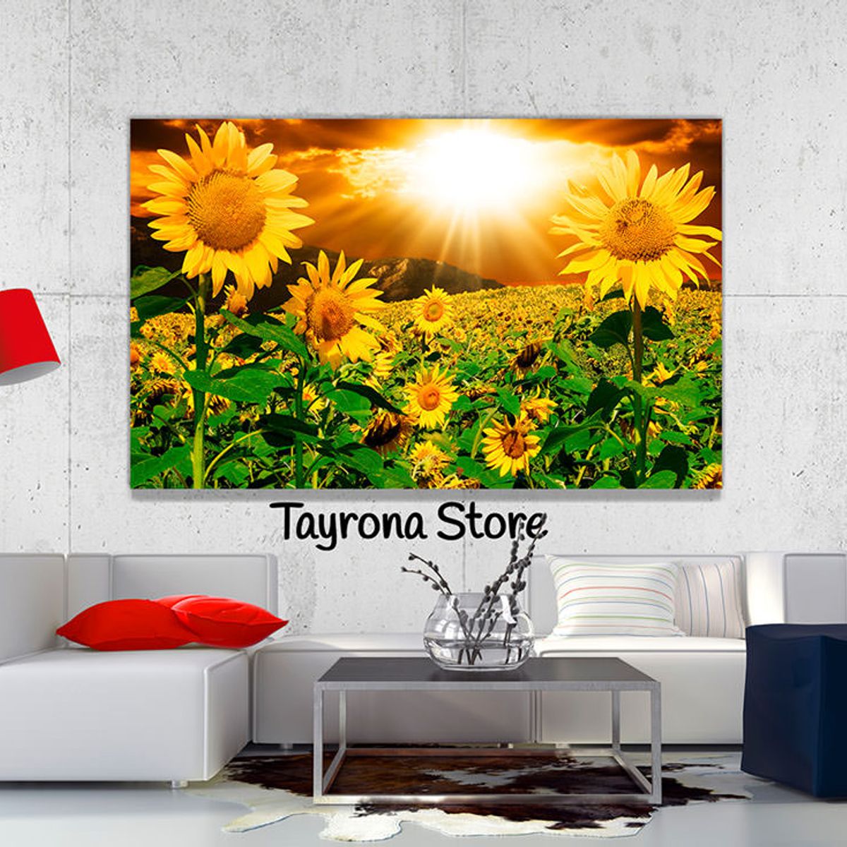 TAYRONA STORE - Cuadro En Lienzo Para Habitaciones Flores 84 70x50cm