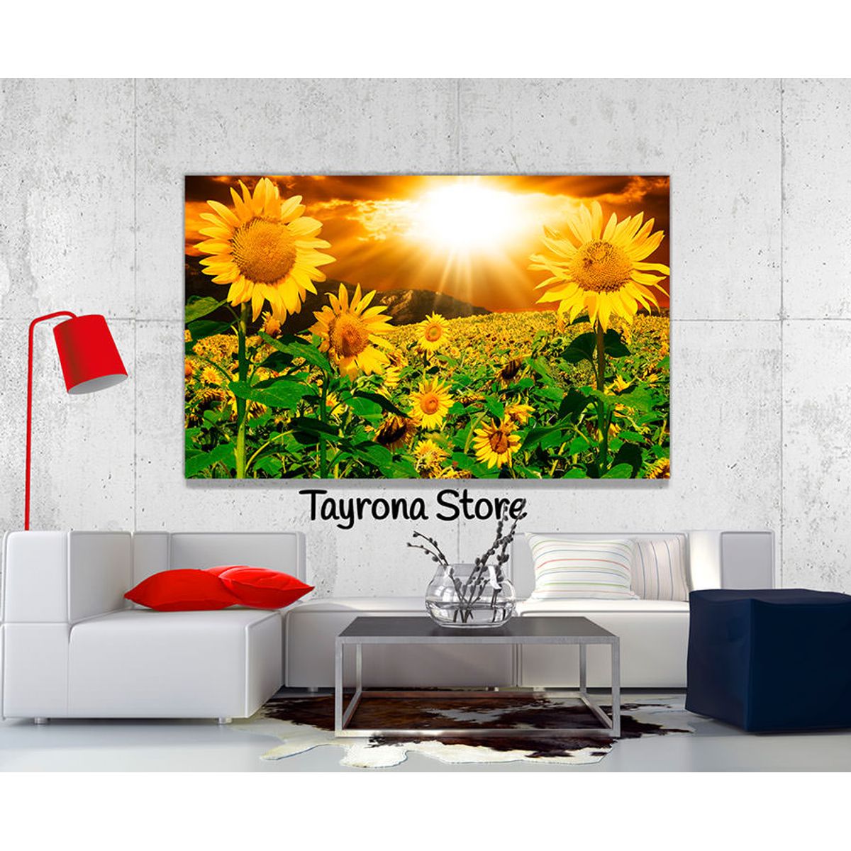 TAYRONA STORE - Cuadro En Lienzo Para Habitaciones Flores 84 70x50cm