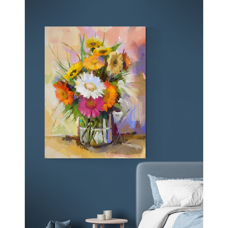 TAYRONA STORE - Cuadro En Lienzo Para Habitaciones Pintura Flores 135 75x100cm