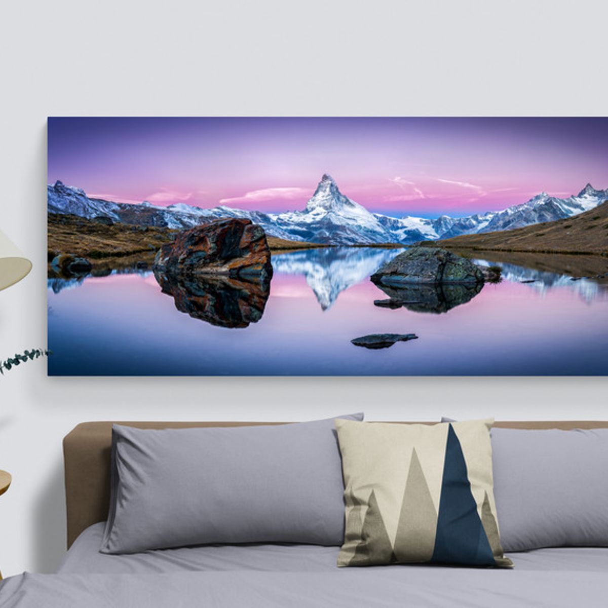 TAYRONA STORE - Cuadro En Lienzo Para Habitaciones Lago Monta¤As 001 100x40cm