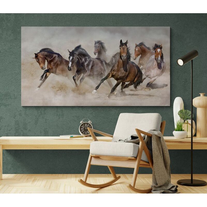 TAYRONA STORE - Cuadro En Lienzo Para Habitaciones Caballos 177 75x40cm