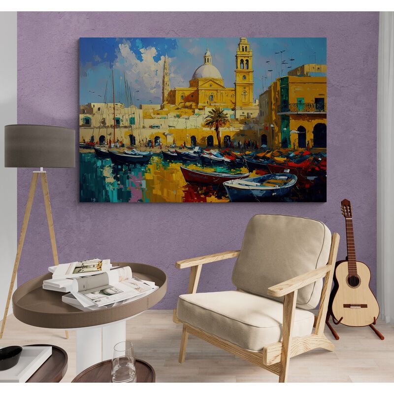 TAYRONA STORE - Cuadro En Lienzo Para Habitaciones Pintura Barcas 030 70x50cm
