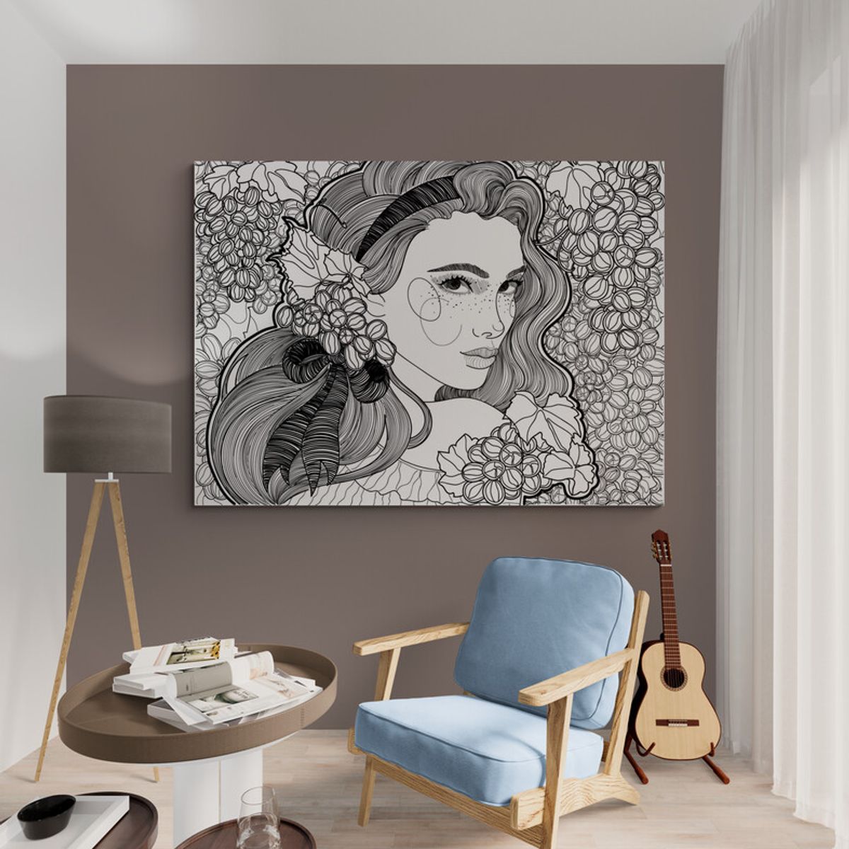 TAYRONA STORE - Cuadro En Lienzo Para Habitaciones Pintura Mujer 146 80x60cm