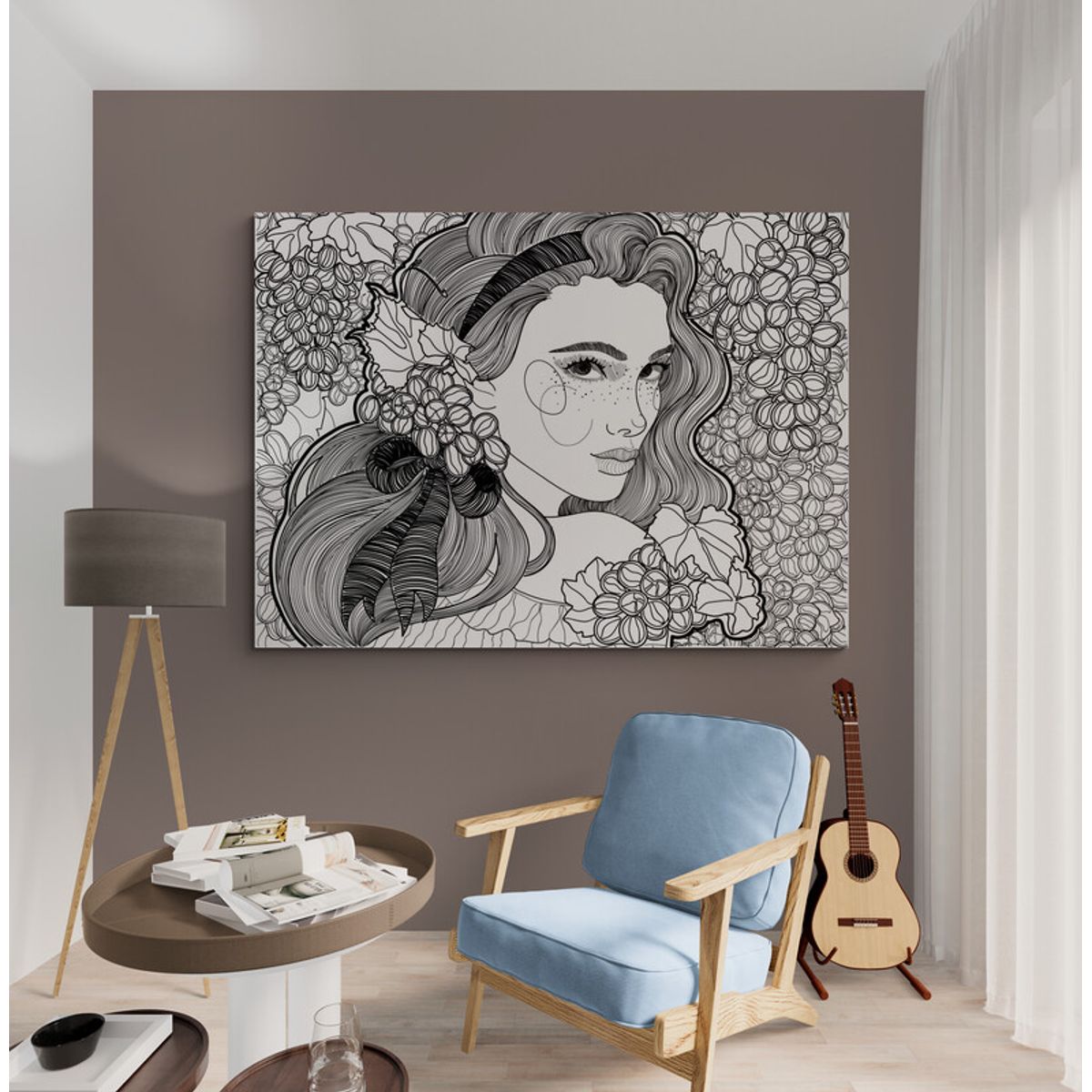 TAYRONA STORE - Cuadro En Lienzo Para Habitaciones Pintura Mujer 146 80x60cm