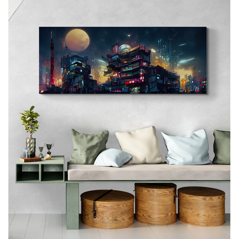 TAYRONA STORE - Cuadro En Lienzo Para Habitaciones Pintura Ciudad 196 100x40cm