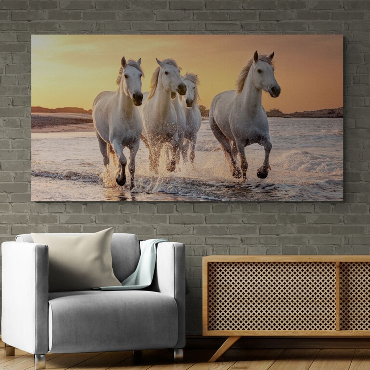 TAYRONA STORE - Cuadro En Lienzo Para Habitaciones Caballos 170 150x80cm