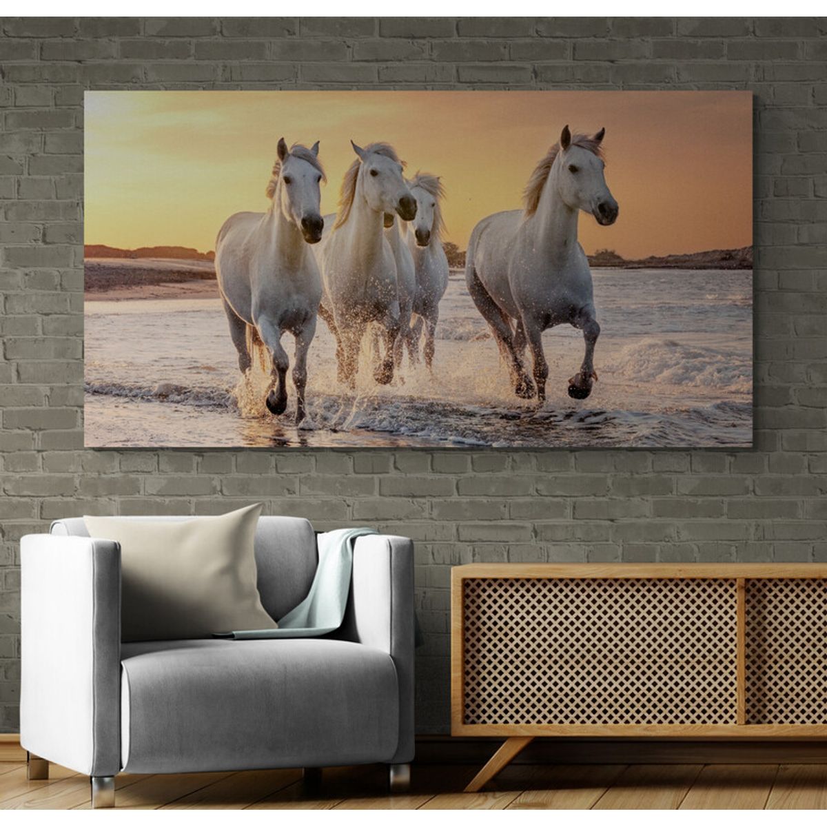 TAYRONA STORE - Cuadro En Lienzo Para Habitaciones Caballos 170 150x80cm