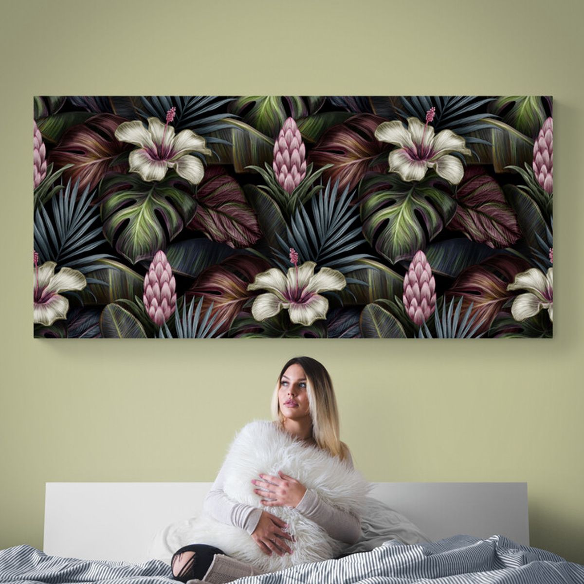 TAYRONA STORE - Cuadro En Lienzo Para Habitaciones Flores 499 110x50cm