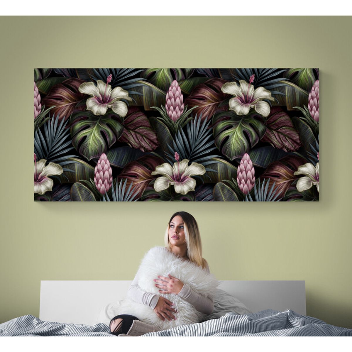 TAYRONA STORE - Cuadro En Lienzo Para Habitaciones Flores 499 110x50cm