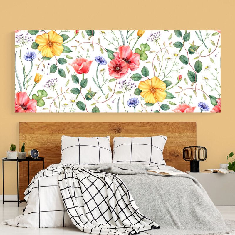 TAYRONA STORE - Cuadro En Lienzo Para Habitaciones Pintura Flores 361 100x40cm