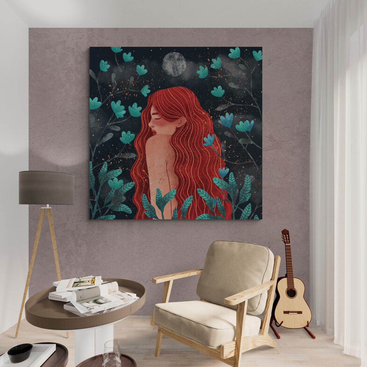 TAYRONA STORE - Cuadro En Lienzo Para Habitaciones Pintura Mujer 036 120x120cm