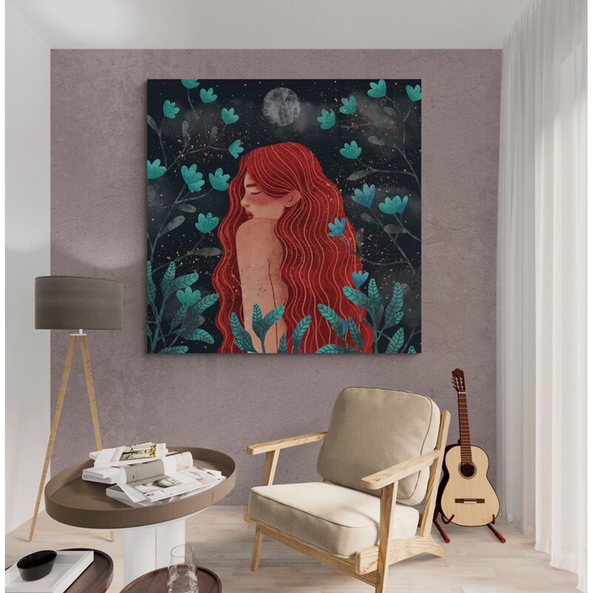 TAYRONA STORE - Cuadro En Lienzo Para Habitaciones Pintura Mujer 036 120x120cm