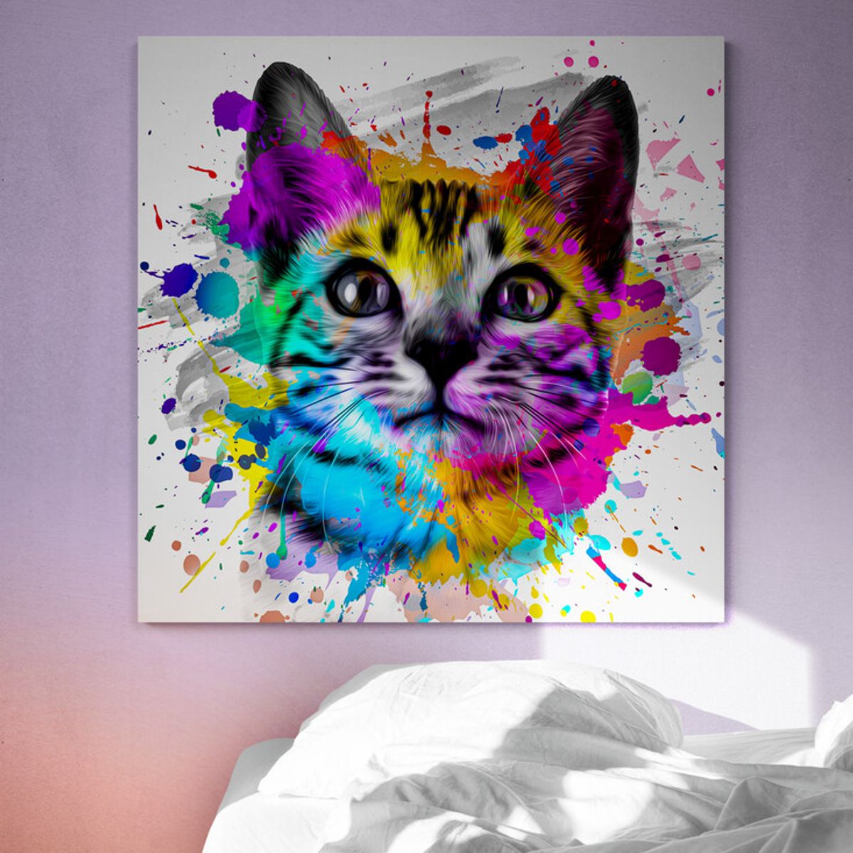 TAYRONA STORE - Cuadro En Lienzo Para Habitaciones Pintura Gatos 209 100x100cm