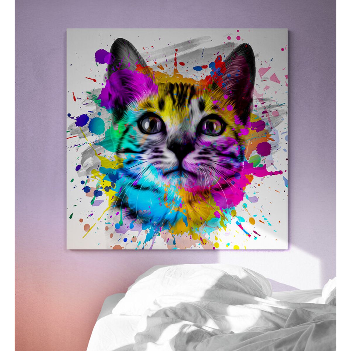 TAYRONA STORE - Cuadro En Lienzo Para Habitaciones Pintura Gatos 209 100x100cm