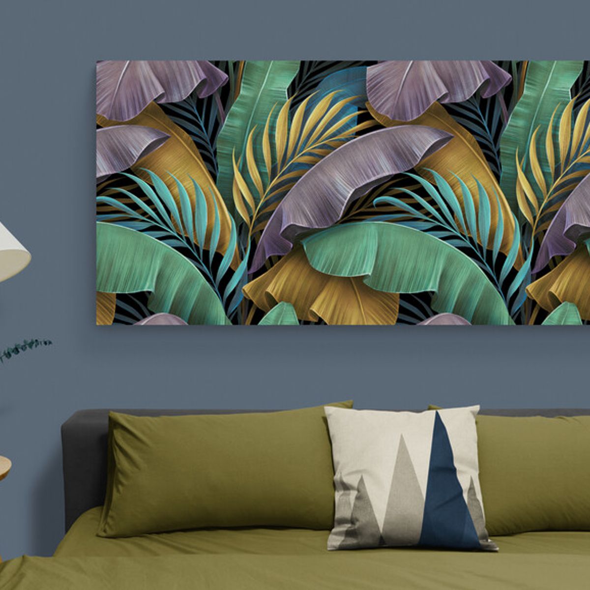 TAYRONA STORE - Cuadro En Lienzo Para Habitaciones Hojas Verdes 164 110x50cm