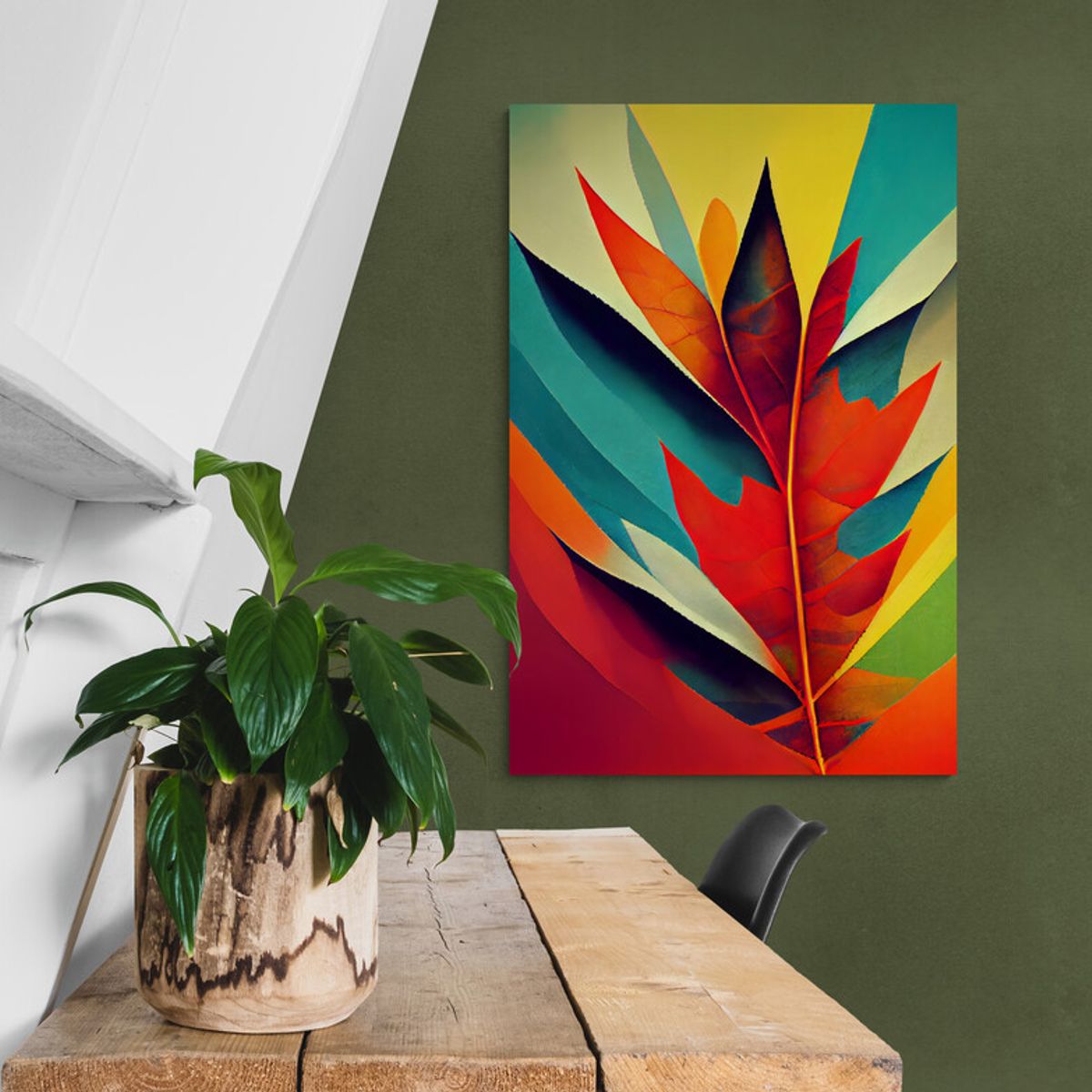 TAYRONA STORE - Cuadro En Lienzo Para Habitaciones Hojas 077 70x100cm