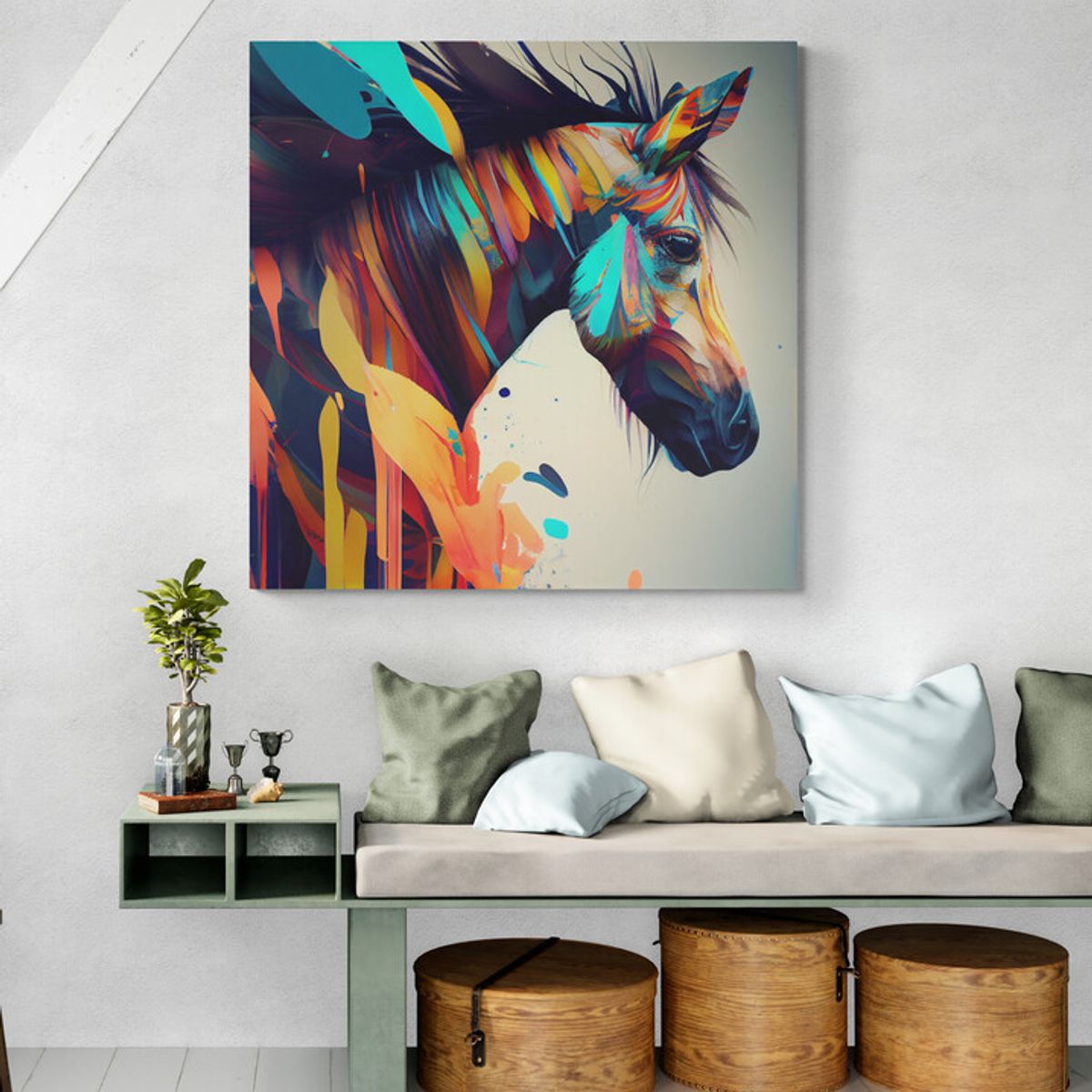 TAYRONA STORE - Cuadro En Lienzo Para Habitaciones Caballos 226 120x120cm