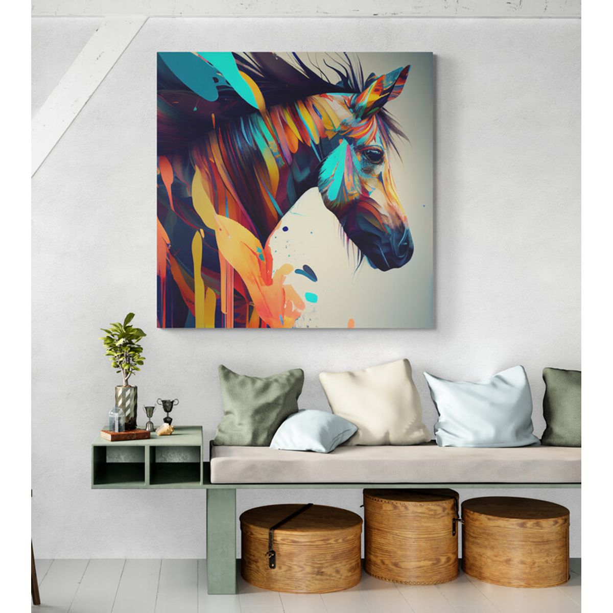 TAYRONA STORE - Cuadro En Lienzo Para Habitaciones Caballos 226 120x120cm