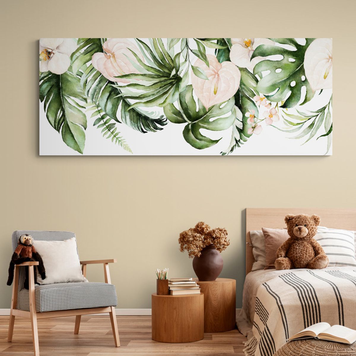 TAYRONA STORE - Cuadro En Lienzo Para Habitaciones Hojas Verdes 101 125x50cm