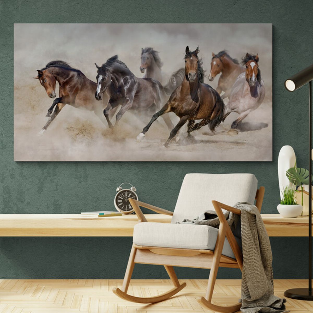 TAYRONA STORE - Cuadro En Lienzo Para Habitaciones Caballos 177 130x70cm