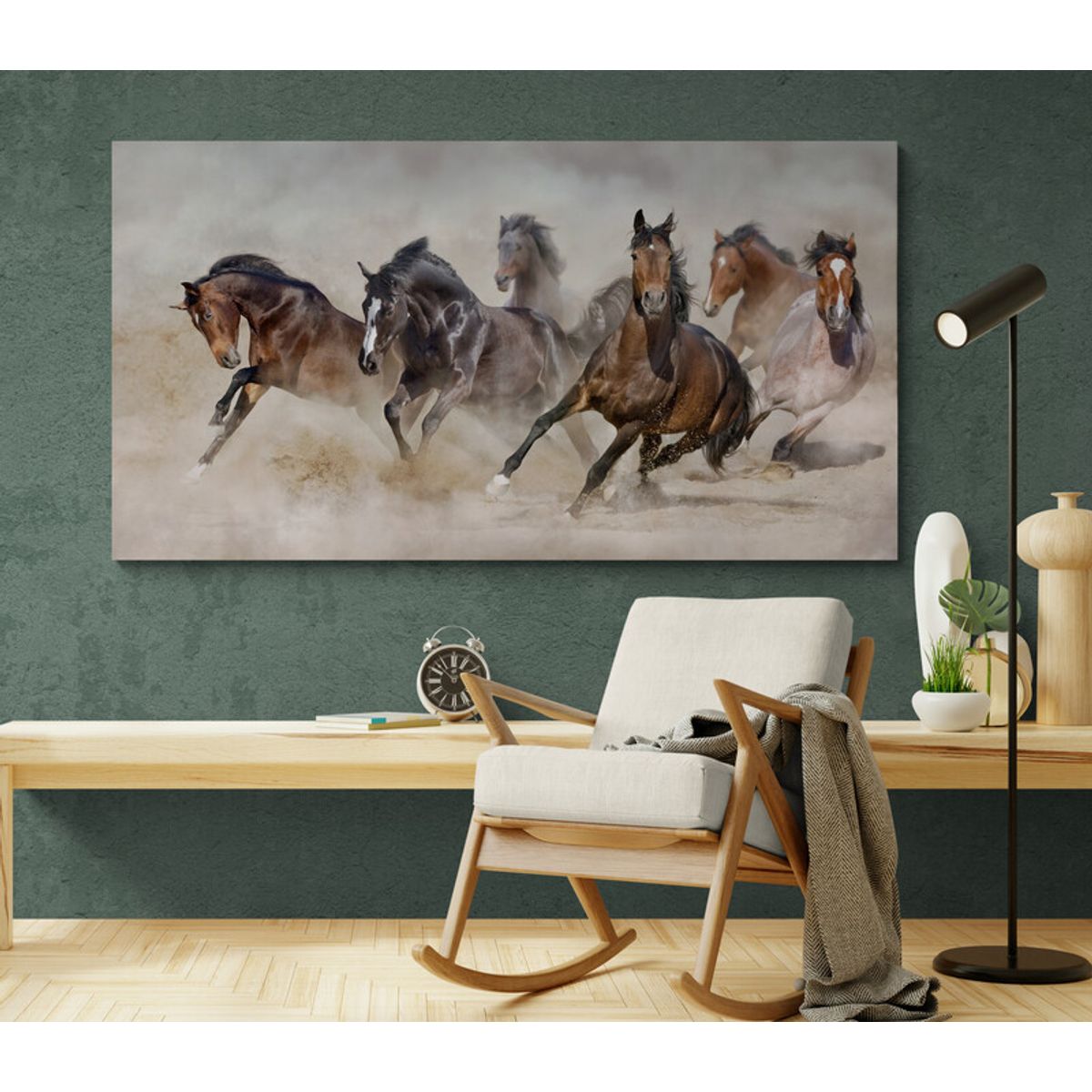 TAYRONA STORE - Cuadro En Lienzo Para Habitaciones Caballos 177 130x70cm