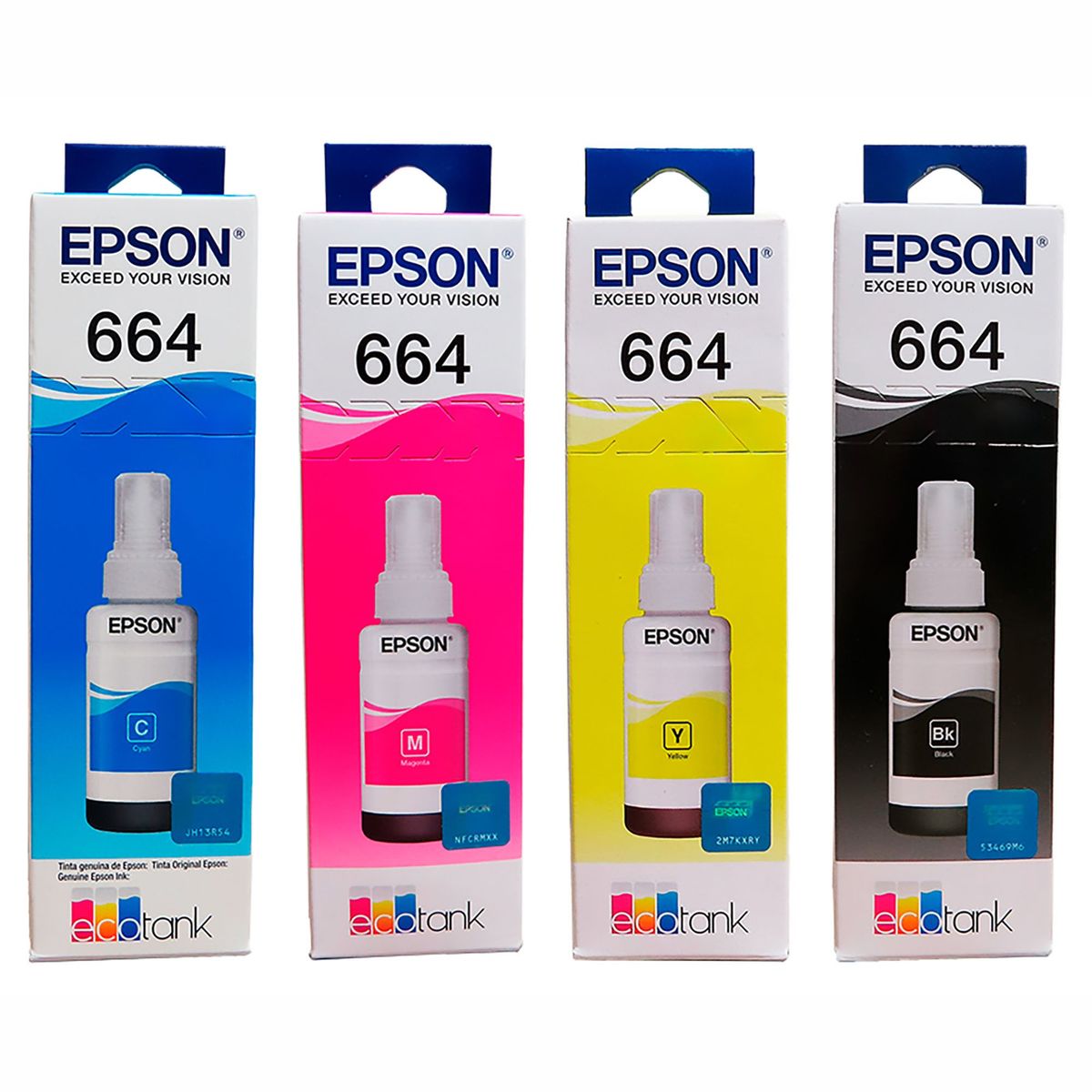 EPSON - Tinta Epson 664 para impresoras l210 l355 l365 l555 l575 kitX4 colores