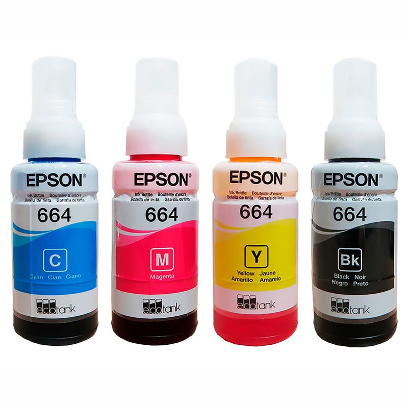EPSON - Tinta Epson 664 para impresoras l210 l355 l365 l555 l575 kitX4 colores