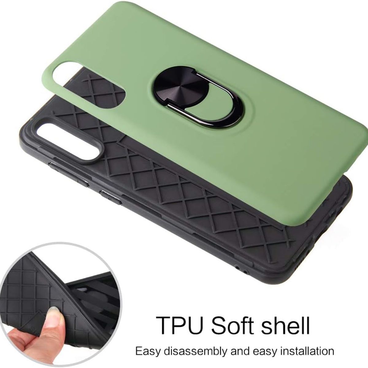 GENERICO - Estuche Armadura Protector Con Anillo Compatible Samsung A51 Negro