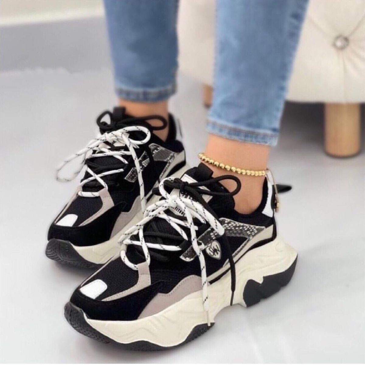 EVEGONZ - Tenis Deportivo Negro Zapato Cómodo de Mujer