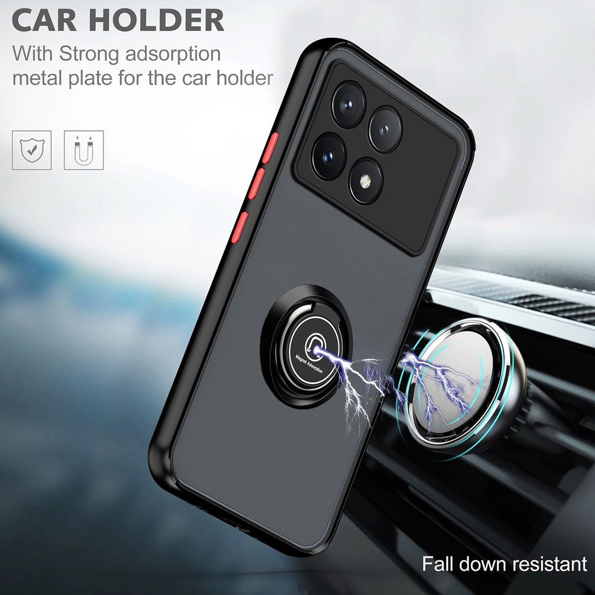 GENERICO - Funda Estuche Anti Golpes Mate Compatible Xiaomi Poco X6 Pro 5G Negro