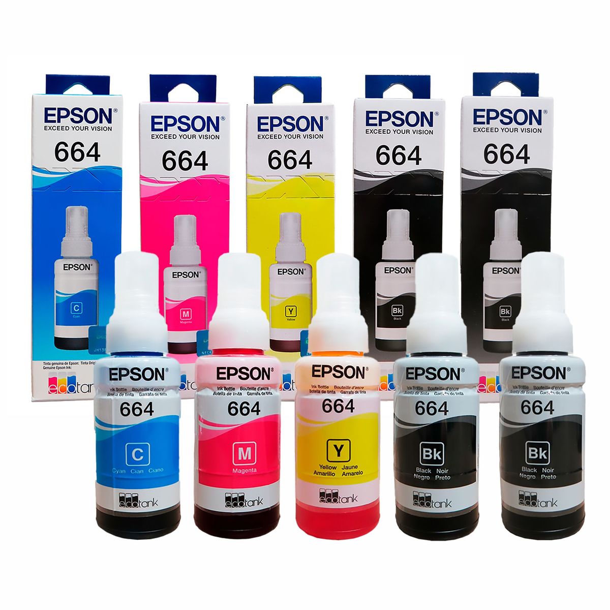 EPSON - Tintas Epson 664 para impresoras l210 l355 l365 l555 l575 L1300 kitX5