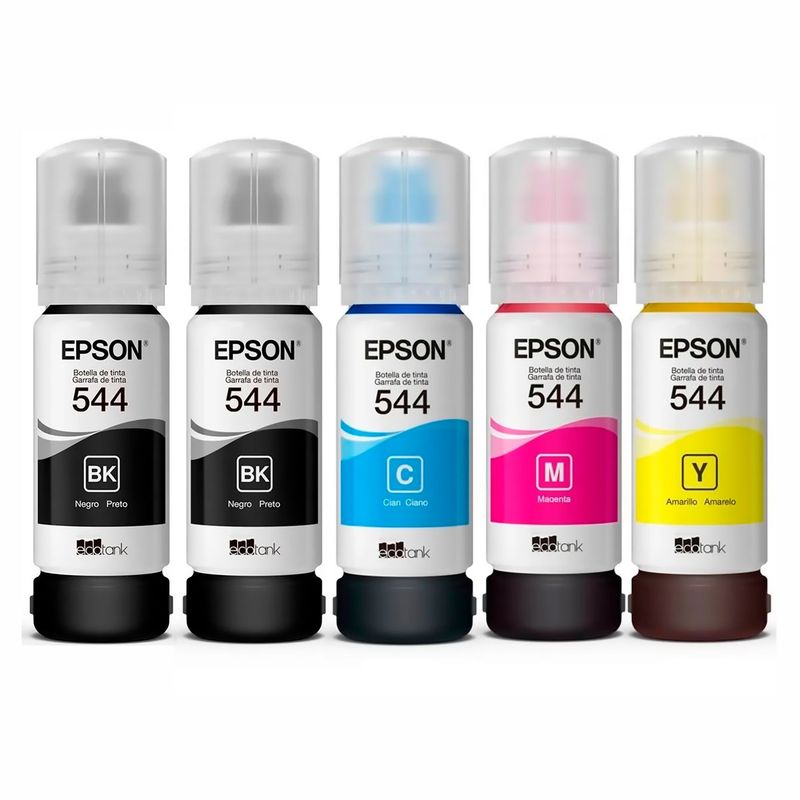 EPSON - Tintas 544 Epson para impresora L1110 L3110 L3150 L5190 L5590 Kit x5