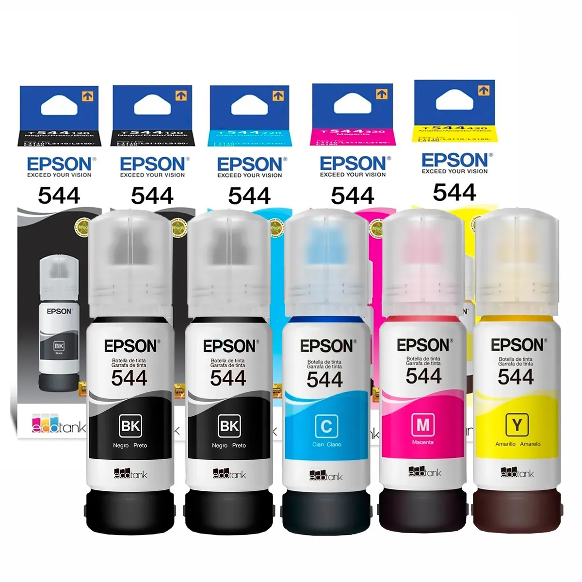 EPSON - Tintas 544 Epson para impresora L1110 L3110 L3150 L5190 L5590 Kit x5