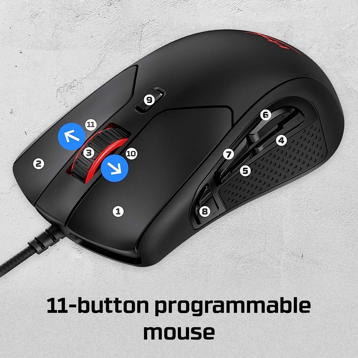 HYPERX - Hyperx Pulsefire Raid Mouse Gamer RGB Programable, 11 Botones