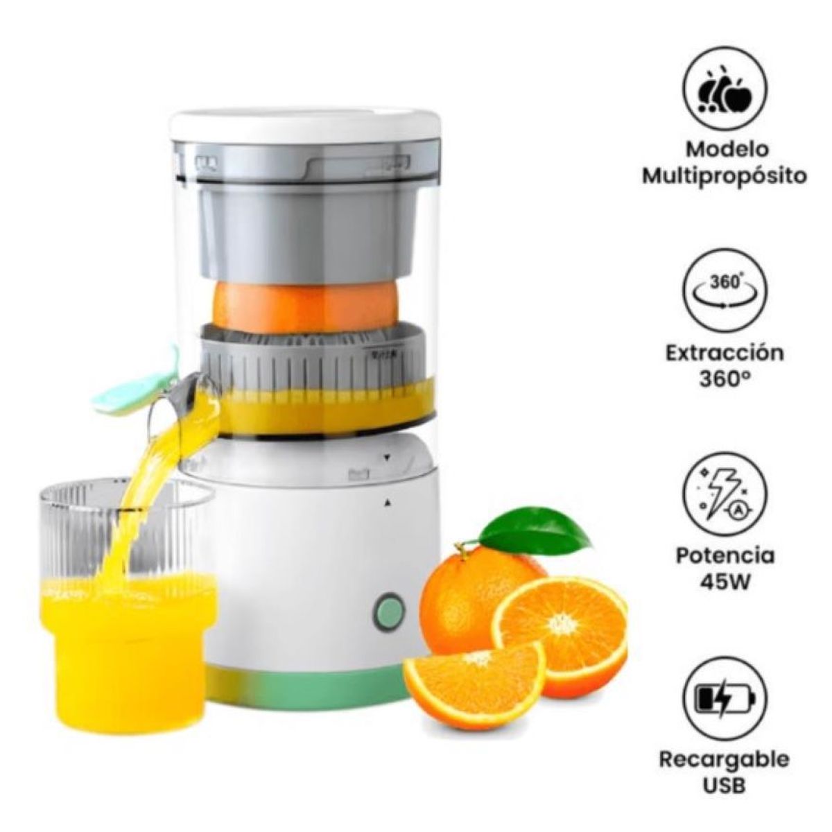 ZHOPI CO - Exprimidor De Naranja Frutas Electrico Automatico Recargable