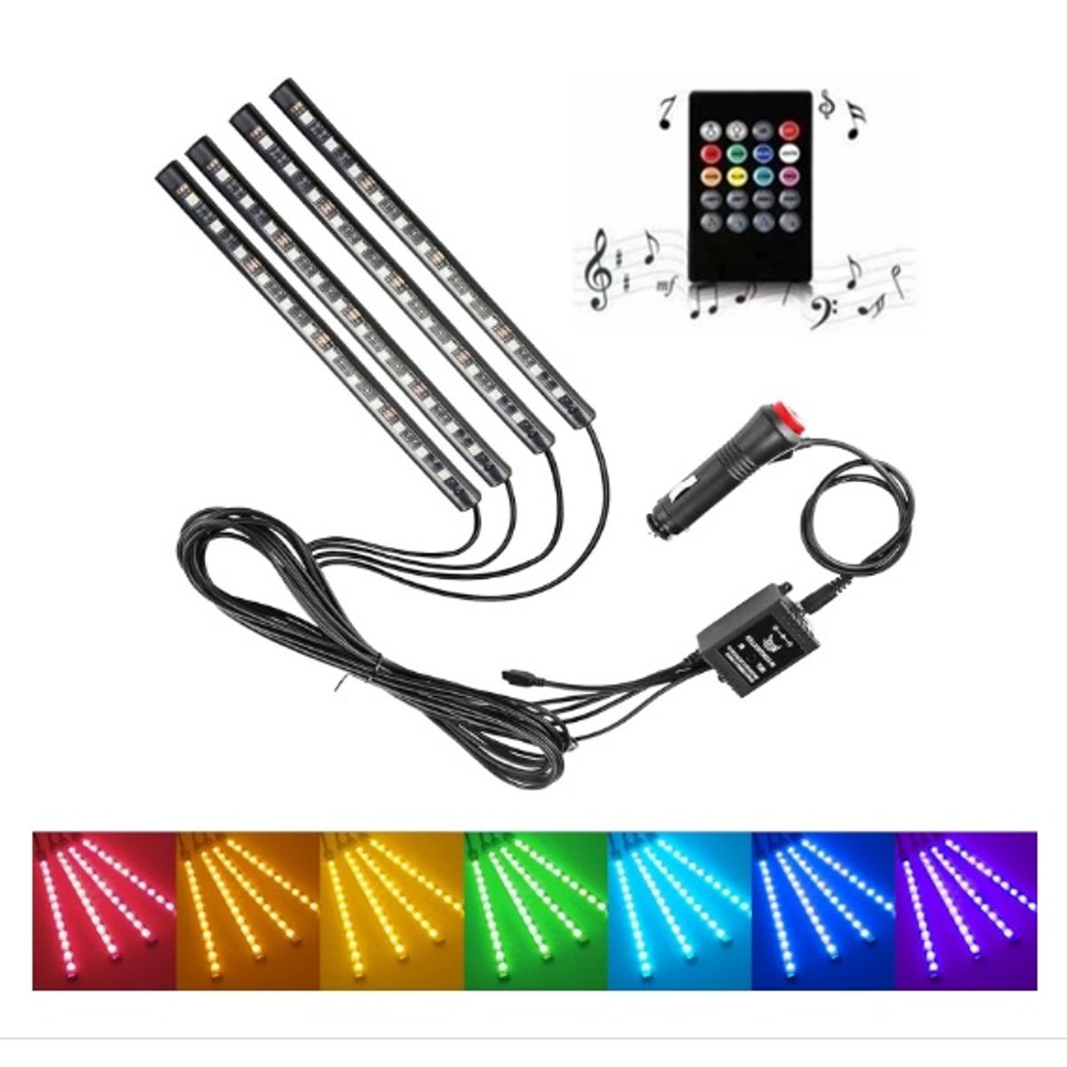 GENERICO - Luces Rgb Led Multicolor Interior Carro Sensor Música Tuning