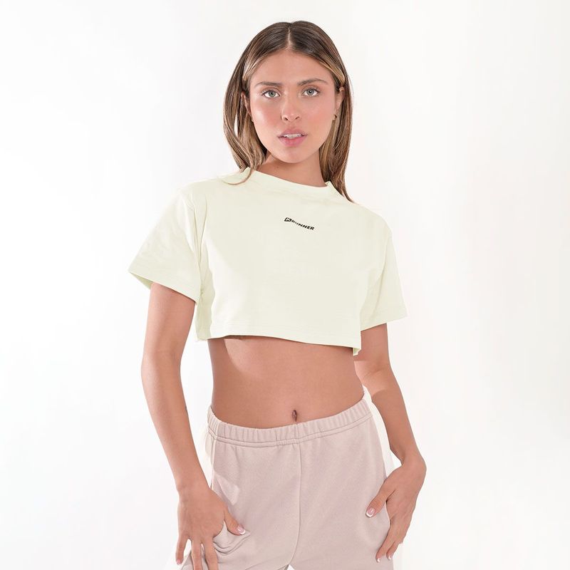 KRUNNER - Camiseta Crop Top crema Mujer  Krunner